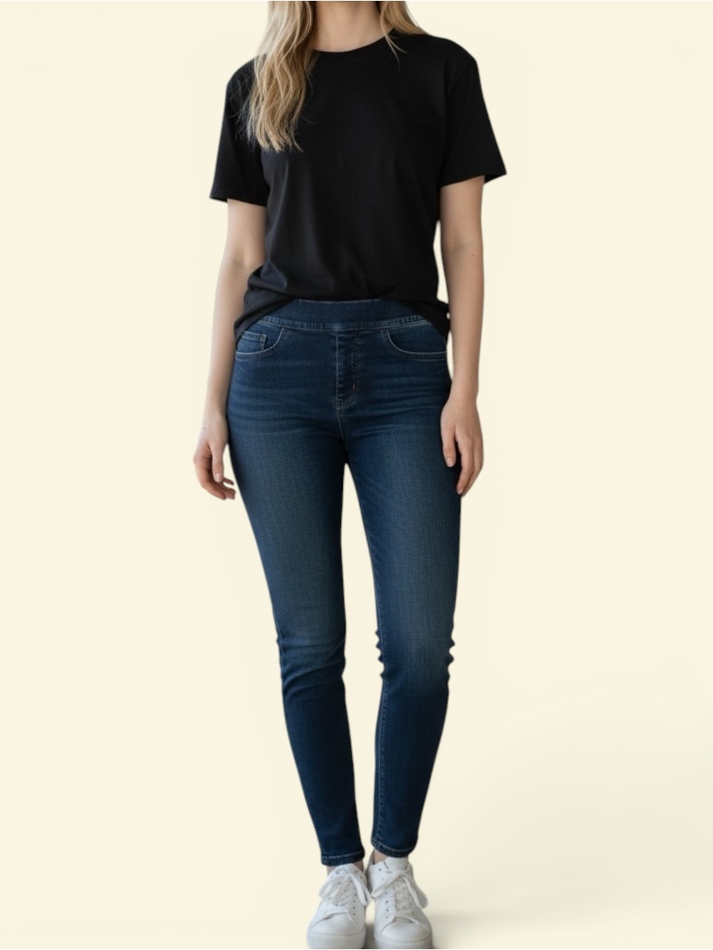 SPANX Shaping Skinny Jeans Dark Wash Pull-On Tummy Control Stretch Denim S